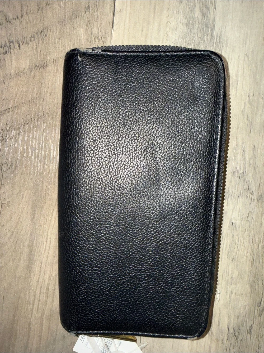 Unbranded Black Faux Leather Zip Around Wallet Croc Accent Checkbook Clutch